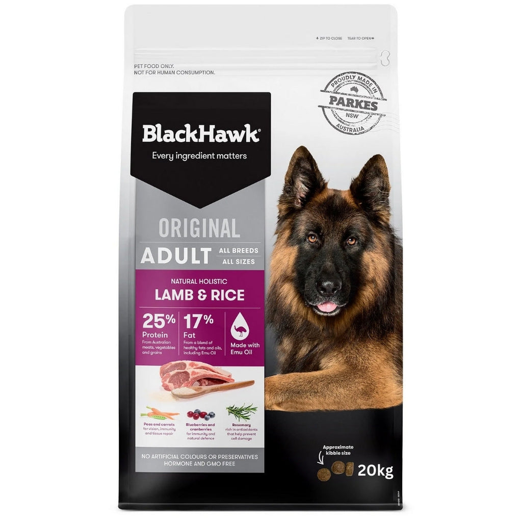 20Kg Black Hawk All breeds Lamb & Rice Original Adult Dog Food