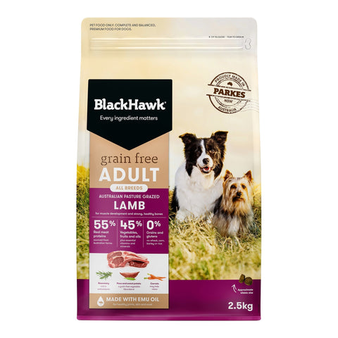 15kg Black Hawk All breeds Lamb Grain Free Adult Dog Food