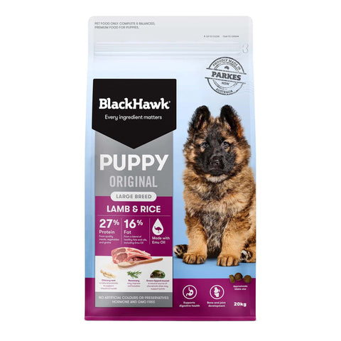 20kg Black Hawk Lamb & Rice Original Puppy Food Large