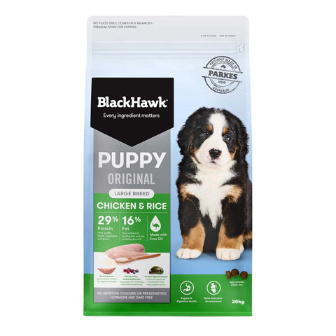 20kg Black Hawk Chicken & Rice Original Puppy Food Large