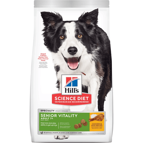 12KG Adult 7+ Senior Vitality Chicken & Rice Recipe Dog Food