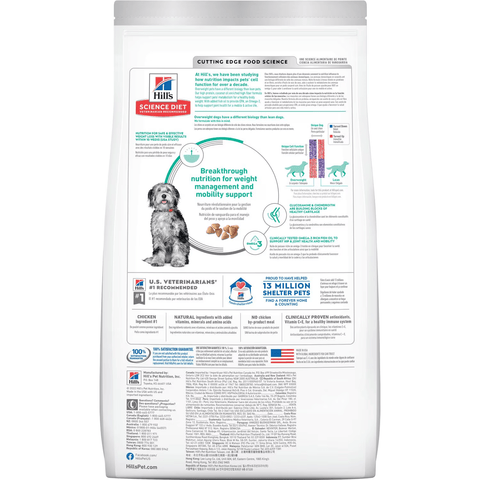 11.3KG Hill's Science Diet Adult Perfect Weight & Joint Support Chicken Recipe Dry Dog Food